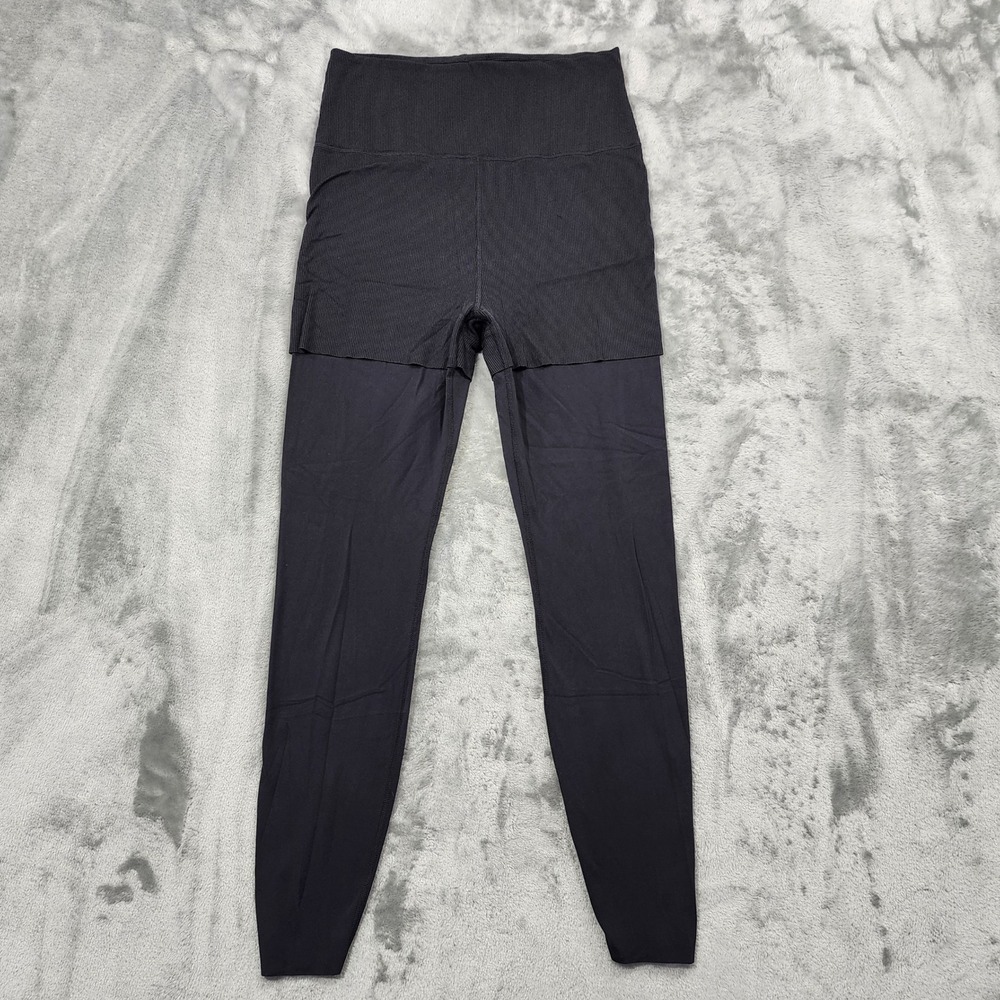 Nike Leggings Womens‎ M Black Yoga Luxe Layered 7/8 Ribbed High Waist Athletic